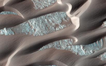 Nili Patera is a region on Mars in which dunes and ripples are moving rapidly. HiRISE continues to monitor this area every couple of months to see changes over seasonal and annual time scales as seen by NASA's Mars Reconnaissance Orbiter.