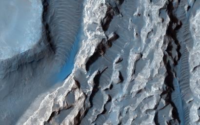 The objective of this observation from NASA's Mars Reconnaissance Orbiter is to examine a light-toned deposit in a region of what is called 'chaotic terrain' at the base of the Valles Marineris canyon system.