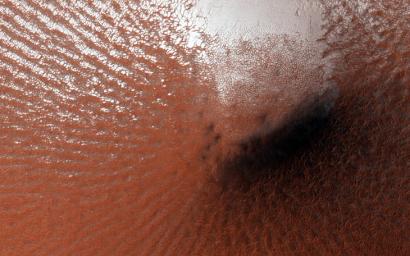 Most surface ice on Mars is temporary. The polar layered deposits are thick stacks of permanent water ice at each pole, and the South Polar residual cap may be a permanent (although dynamic) layer of carbon dioxide ice as seen by NASA's Mars Reconnaissanc