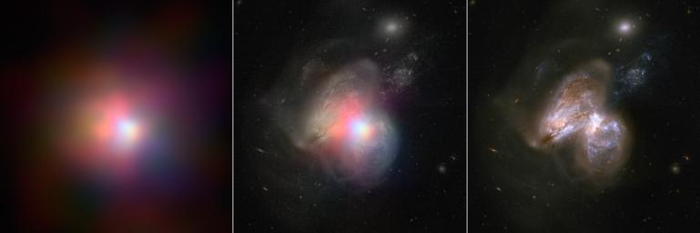 The real monster black hole is revealed in this image from NASA's Nuclear Spectroscopic Telescope Array of colliding galaxies Arp 299.