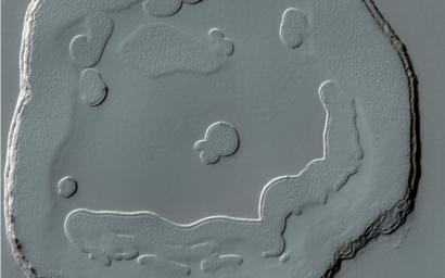 This image from NASA's Mars Reconnaissance Orbiter is of an approximately 5 kilometer (approx. 3.1 mile) diameter crater that is one of the rare examples of a fresh 'lunar-like' crater on Mars.