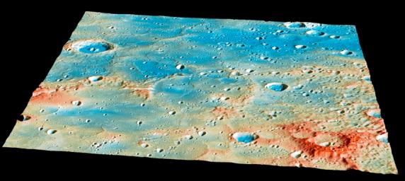 The large, 400-kilometer-diameter (250-mile-diameter), impact basin Shakespeare occupies the bottom left quarter of this image from NASA's MESSENGER spacecraft.