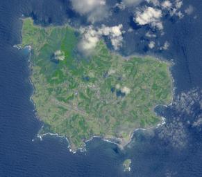 Situated 1670 km northeast of Sydney, this image from NASA's Terra spacecraft shows Norfolk Island, an Australian Territory.