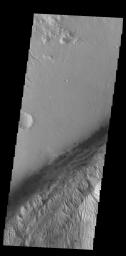 This image captured by NASA's 2001 Mars Odyssey spacecraft shows part of Gale Crater, the home of the Curiosity Rover.