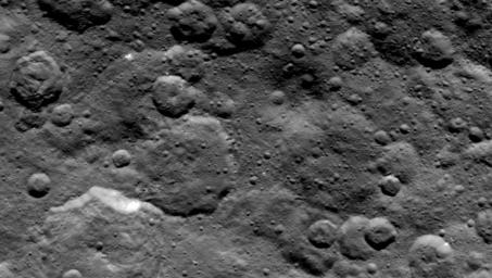 Craters in the northern hemisphere of dwarf planet Ceres are seen in this image taken by NASA's Dawn spacecraft on June 6, 2015.