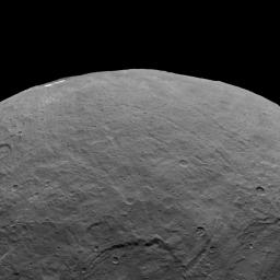 This image, taken by NASA's Dawn spacecraft, shows dwarf planet Ceres from an altitude of 2,700 miles (4,400 kilometers). The image, with a resolution of 1,400 feet (410 meters) per pixel, was taken on June 6, 2015.