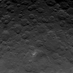 This image, taken by NASA's Dawn spacecraft, shows dwarf planet Ceres from an altitude of 2,700 miles (4,400 kilometers). The image, with a resolution of 1,400 feet (410 meters) per pixel, was taken on June 21, 2015.
