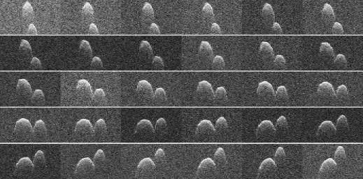 This collage of radar images of near-Earth asteroid 1999 JD6 was collected by NASA scientists on July 25, 2015. The asteroid is between 660-980 feet (200-300 meters) in diameter.