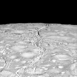 NASA's Cassini spacecraft zoomed by Saturn's icy moon Enceladus on Oct. 14, 2015, capturing this stunning image of the moon's north pole.