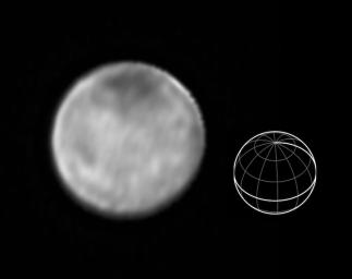 This image of Charon was taken by NASA's New Horizons spacecraft on July 9, 2015, from a range of 3.9 million miles (6.3 million kilometers) shows numerous bright spots, scattered over Charon's surface.