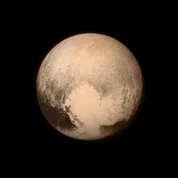 Pluto nearly fills the frame in this image from NASA's New Horizons spacecraft, taken on July 13, 2015. This is the last and most detailed image sent to Earth before the spacecraft's closest approach to Pluto on July 14.