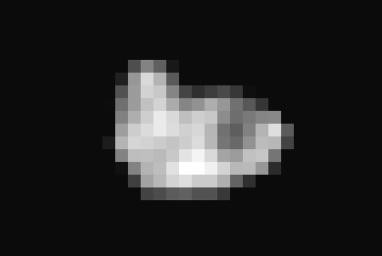 Like that of Charon, Hydra's surface is probably covered with water ice, the most abundant ice in the universe. This image, with a resolution of 2 miles per pixel, was taken by NASA's New Horizons spacecraft from approximately 400,000 miles away.