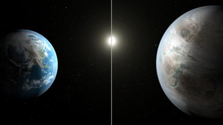 Scientists used data from NASA's Kepler mission in this artist's concept confirming the first near-Earth-size planet orbiting in the habitable zone of a sun-like star.