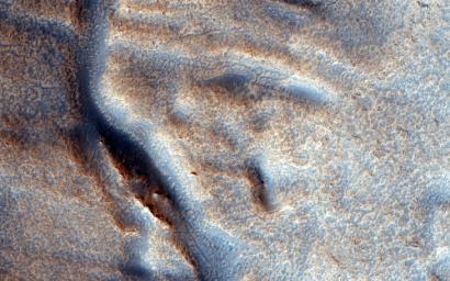 This image from NASA's Mars Reconnaissance Orbiter shows a portion of a long valley system in northern Arabia Terra.