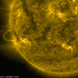 This still image from an animation from NASA GSFC's Solar Dynamics Observatory shows magnetically charged particles forming a nicely symmetrical arch at the edge of the Sun as they followed the magnetic field lines of an active region (Aug.4-5, 2015).