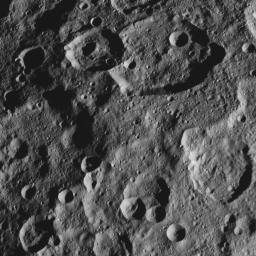 This image, taken by NASA's Dawn spacecraft, shows the surface of dwarf planet Ceres from an altitude of 915 miles (1,470 kilometers). The image was taken on September 14, 2015, and has a resolution of 450 feet (140 meters) per pixel.