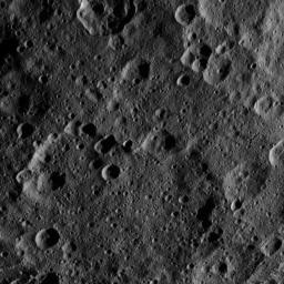This image, taken by NASA's Dawn spacecraft, shows the surface of dwarf planet Ceres from an altitude of 915 miles (1,470 kilometers). The image was taken on September 20, 2015, and has a resolution of 450 feet (140 meters) per pixel.