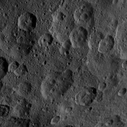 This image, taken by NASA's Dawn spacecraft, shows a portion of the northern hemisphere of dwarf planet Ceres from an altitude of 915 miles (1,470 kilometers). The image was taken on Sept. 21, 2015, and has a resolution of 450 feet (140 meters) per pixel.