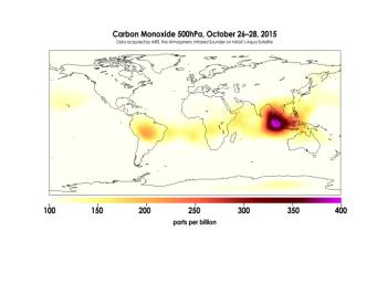 Data taken over three days by NASA's Aqua Satellite from October 14 through 16, and October 26 through 28, shows the high concentration and large extent of the fires over Indonesia are quite apparent.