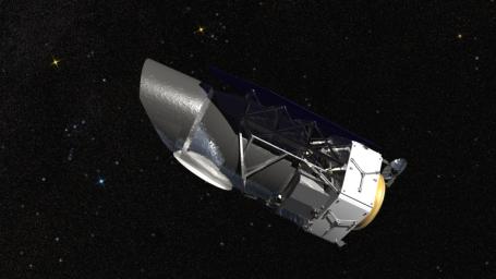 WFIRST, the Wide Field Infrared Survey Telescope, is shown here in an artist's rendering. It will carry a Wide Field Instrument to provide astronomers with Hubble-quality images covering large swaths of the sky.