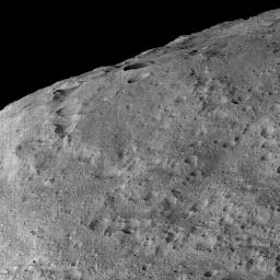 This view of Ceres, taken by NASA's Dawn spacecraft on December 10, 2015, shows an area in the southern mid-latitudes of the dwarf planet.