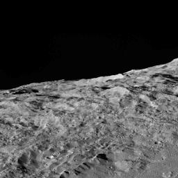 These views of Ceres, taken by NASA's Dawn spacecraft on December 10, show an area in the southern part of the southern hemisphere of the dwarf planet.