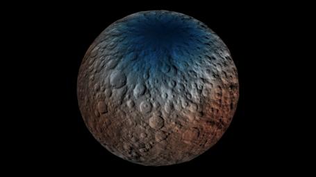 Ceres' Haulani Crater is shown in these views from NASA's Dawn spacecraft. These views reveal variations in the region's brightness, mineralogy and temperature at infrared wavelengths.