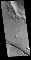 This image captured by NASA's 2001 Mars Odyssey spacecraft shows a graben that is part of Cerberus Fossae.