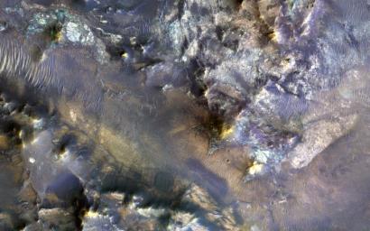 This image from NASA's Mars Reconnaissance Orbiter spacecraft shows Hargraves Crater, located on the northwestern margin of Isidis Basin, a region that hosts many proposed future Mars landing sites.