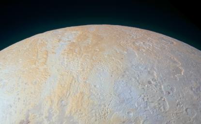 This ethereal scene captured by NASA's New Horizons spacecraft tells yet another story of Pluto's diversity of geological and compositional features-this time in an enhanced color image of the north polar area.
