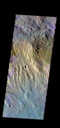 The THEMIS camera contains 5 filters. The data from different filters can be combined in multiple ways to create a false color image. This image from NASA's 2001 Mars Odyssey spacecraft shows part of Eridania Planitia.