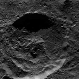 This picture from NASA's Dawn spacecraft shows a crater within the floor of the Mondamin impact basin, which lies in the southern hemisphere of Ceres.