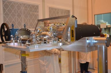 This image shows the cooling device for the Mid-Infrared Instrument, or MIRI, one of the James Webb Space Telescope's four instruments.
