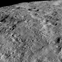 NASA's Dawn spacecraft took this image on June 13, 2016, showing the limb of Ceres from above an equatorial region east of Kirnis Crater.