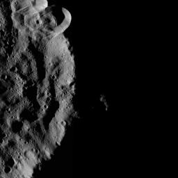 The rim of the crater blocks sunlight coming from the right, creating a moody scene on Ceres. NASA's Dawn spacecraft took this image on June 16, 2016.