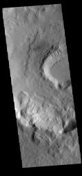 This image captured by NASA's 2001 Mars Odyssey spacecraft shows two craters in Terra Cimmeria.
