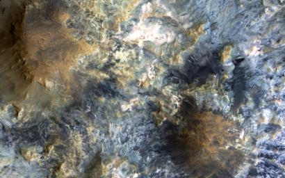 This image from NASA's Mars Reconnaissance Orbiter shows a candidate landing site in the Mawrth Vallis region for ESA's ExoMars rover, planned to launch in 2020.