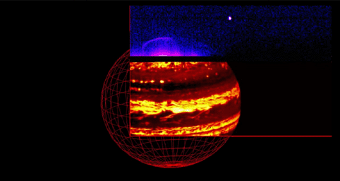 As NASA's Juno spacecraft approached Jupiter on Aug. 27, 2016, the Jovian Infrared Auroral Mapper (JIRAM) instrument captured the planet's glow in infrared light.