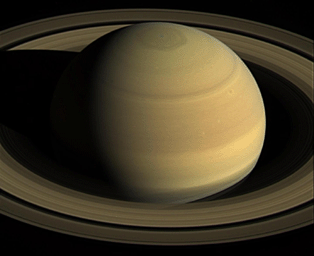 This frame from a movie is one of many exposures taken by NASA's Cassnii spacecraft. Cassini stared at Saturn for nearly 44 hours on April 25 to 27, 2016, to obtain exposures showing just over four Saturn days. A movie is available at the Photojournal.