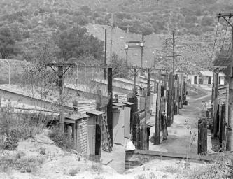 This archival picture, taken in August 1944, shows the northeast end of the Jet Propulsion Laboratory in Pasadena, Calif. This was near the Arroyo Seco, a dry canyon wash at the base of the San Gabriel Mountains.