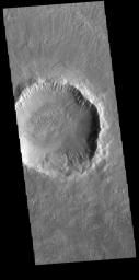 This image captured by NASA's 2001 Mars Odyssey spacecraft is of Palikir Crater in Terra Sirenum.