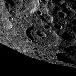 NASA's Dawn took this image on Oct. 17 showing the limb of dwarf planet Ceres shows a section of the northern hemisphere. A shadowy portion of Occator Crater can be seen at the lower right.