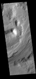 This image captured by NASA's 2001 Mars Odyssey spacecraft shows a small portion of Reull Vallis.