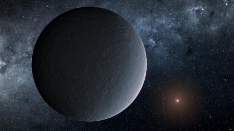 This artist's concept shows OGLE-2016-BLG-1195Lb, a planet discovered through a technique called microlensing used by NASA's Spitzer Space Telescope.