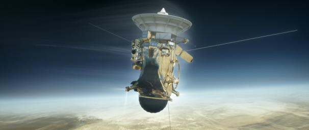 As depicted in this illustration, NASA's Cassini will plunge into Saturn's atmosphere on Sept. 15, 2017.