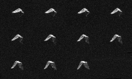 This composite of 11 images of asteroid 2017 BQ6 was generated with radar data collected using NASA's Goldstone Solar System Radar in California's Mojave Desert on Feb. 5, 2017.