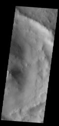 This image captured by NASA's 2001 Mars Odyssey spacecraft shows a small dune field on the floor of an unnamed crater in Terra Cimmeria.