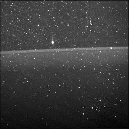 As NASA's Juno spacecraft flew through the narrow gap between Jupiter's radiation belts and the planet during Perijove 1, on Aug. 27, 2016, the SRU star camera collected the first image of Jupiter's ring system from the inside looking out.
