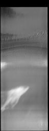 This image captured by NASA's 2001 Mars Odyssey spacecraft resembles a ghost. This image is part of a THEMIS as Art series.
