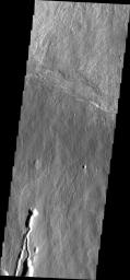 This image captured by NASA's 2001 Mars Odyssey spacecraft shows part of the southern flank of Ascraeus Mons.